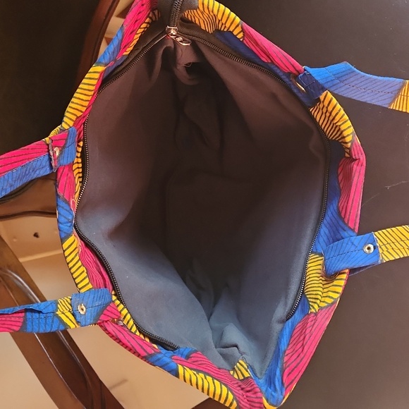 African print large tote African wax cotton handbag unique purse - Picture 5 of 15